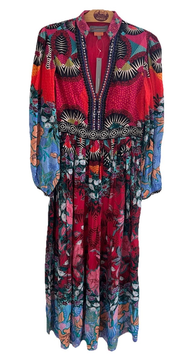 bhanuni maxi dress Salmon Pink & Lemon Yellow GIORGIA EMBROIDERED MAXI DRESS Salmon Pink & Lemon Yellow / M