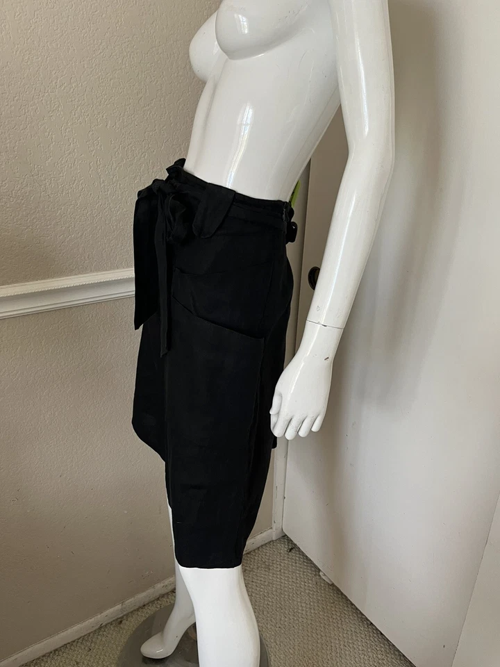 COMPTOIR DES COTONNIERS 全新! 黑色 100% 亚麻绑带腰 Lagenlook 裙 40 — 第 4/4 张图片