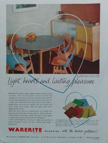 Original vintage advert kitchen Warerite plastics from 1956 House & Gardens - Afbeelding 1 van 1
