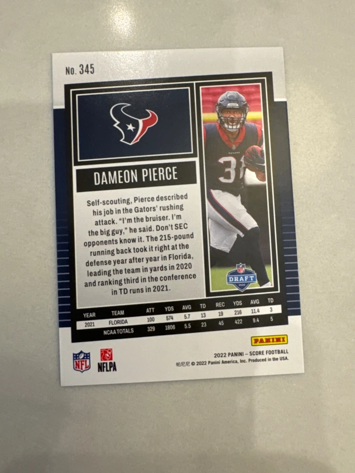 2022 Score - Blue stars rookie #345 Dameon Pierce /399 🔥🔥 - Image 2 of 4