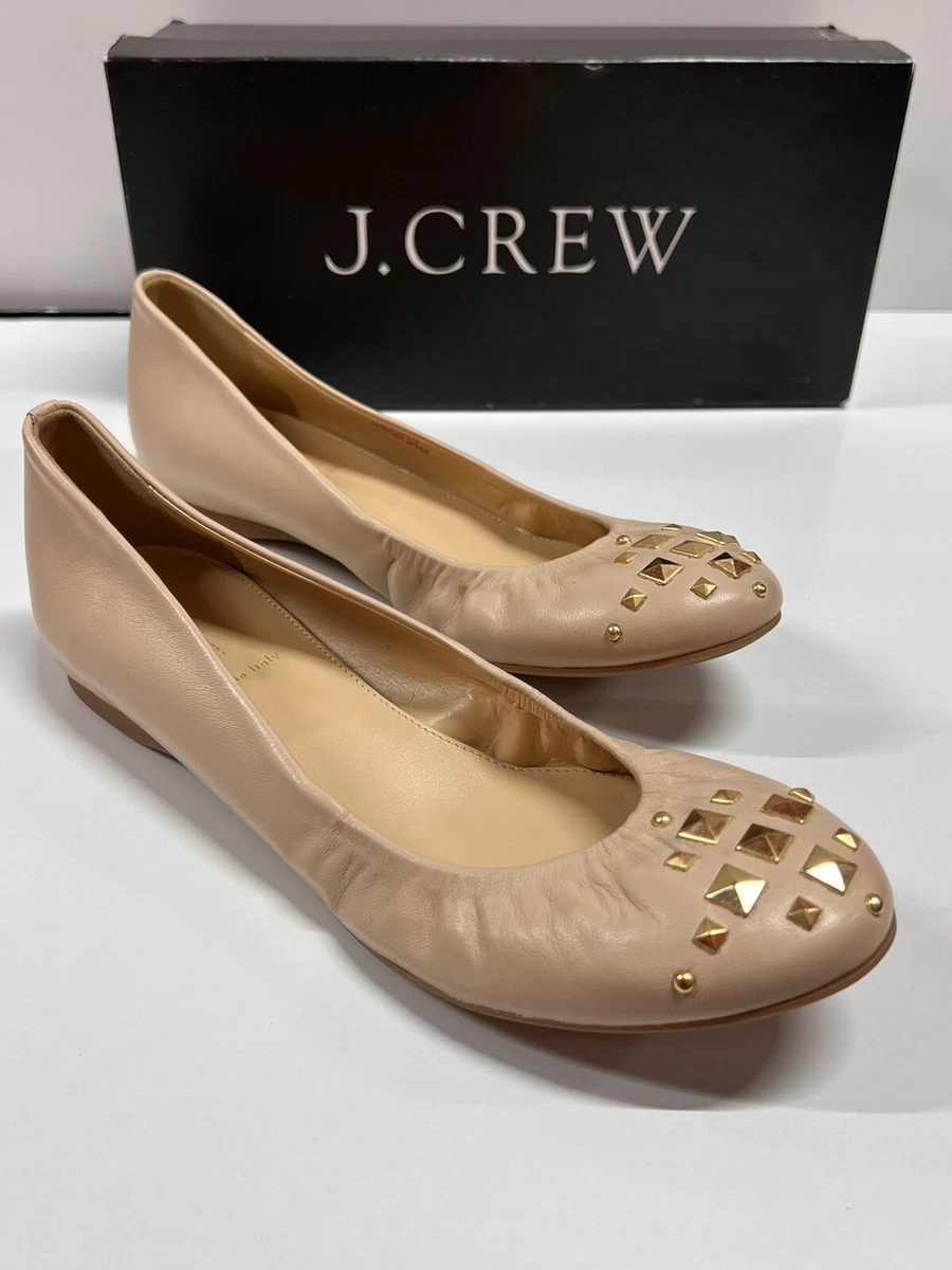 J CREW CECE PYRAMID STUDDED BALLET FLATS SIZE 8 MADE IN ITALY LEATHER MSRP 148