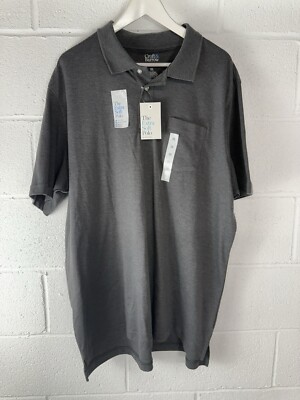 Croft Barrow Shirt Mens 2XL XXL Polo Gray Extra Soft Easy Care Short Sleeve N96