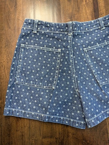 VTG 100%cotton "GAP BLUE JEANS" White Daisies Print Denim SHORTS size 12, PREOWN - Picture 6 of 10