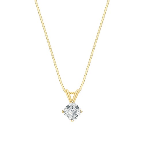 1/2 Ct Turned Asscher Lab Created Grown Diamond Necklace 18K Yellow Gold F/VS - 第 1/1 張圖片