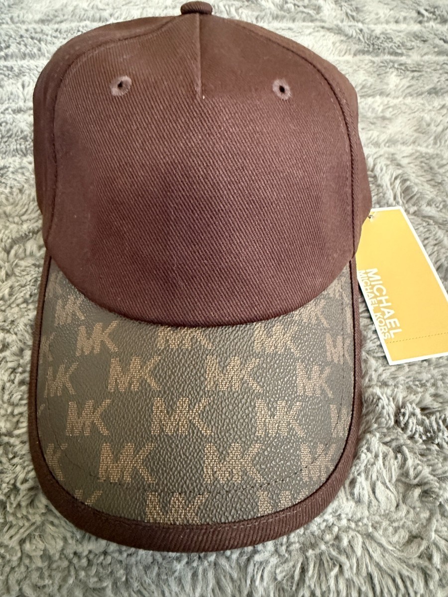 NWT MICHAEL KORS Baseball Cap Brown Signature MK Logo MSRP 