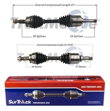 SurTrack Pair Set of 2 Front CV Axle Shafts For Buick Verano Automatic 2012-2016