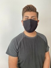 Face Mask, Antimicrobial, Soft, Washable, Unisex, USA Made, Adults, BLACK.