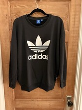 Adidas Originals Trefoil Crewneck Sweatshirt Black Women  s Medium M