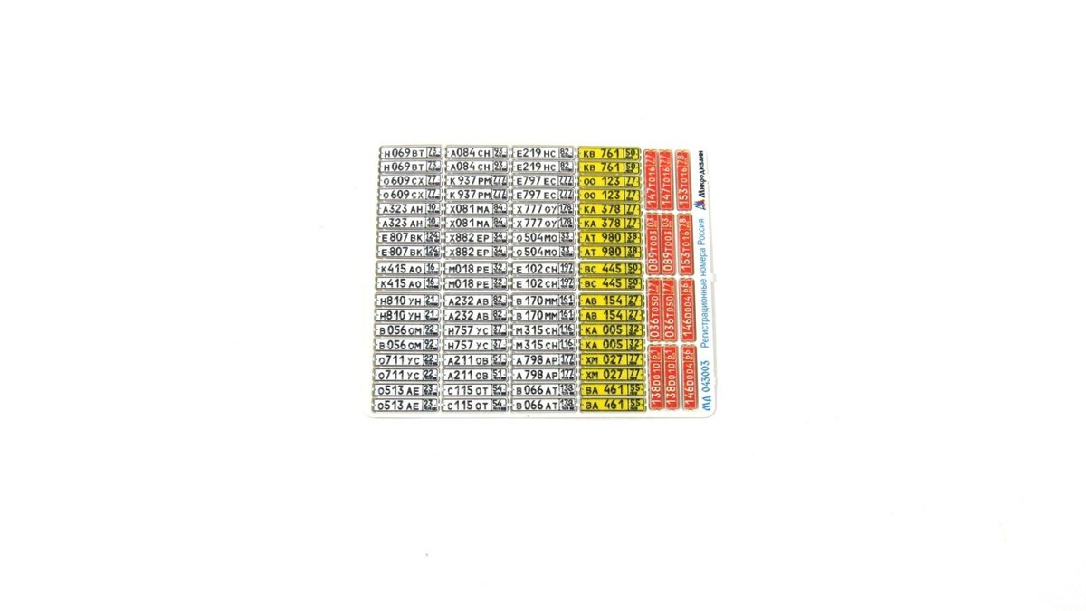 1/43 'Civilian License plates of Russia' Photo-etched