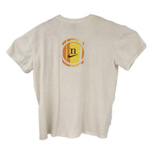 Mens Large Stained Distressed Vintage USA Made Nike Center Swoosh White T Shirt