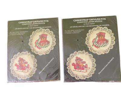 Teddy Bear Christmas Ornaments Counted Cross Stitch Kit Nicole Creations Set