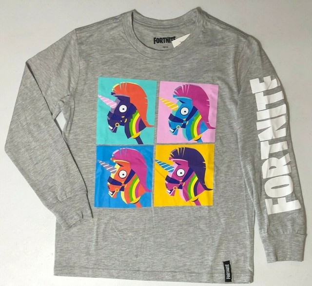 Boys Fortnite Long Sleeve Gray Colorful 