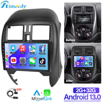 DAB+ CarPlay Android 13 Autoradio WiFi GPS Navi für NISSAN MICRA 4 K13 2010-2016