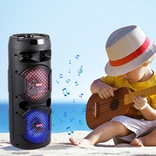 Rechargeable Dual 6.5" Bluetooth Party Speaker Woofer Lights Mic Aux FM Portable