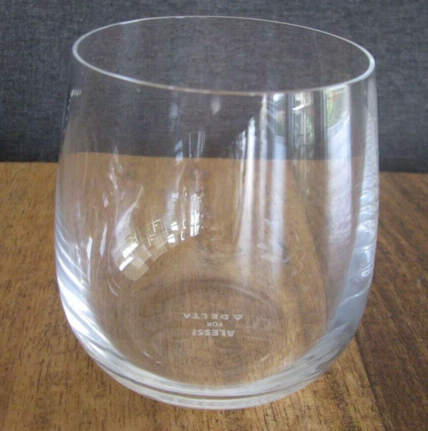 Lot of 4 Delta Airlines Alessi stemless wine Rocks cocktail glasses free ship