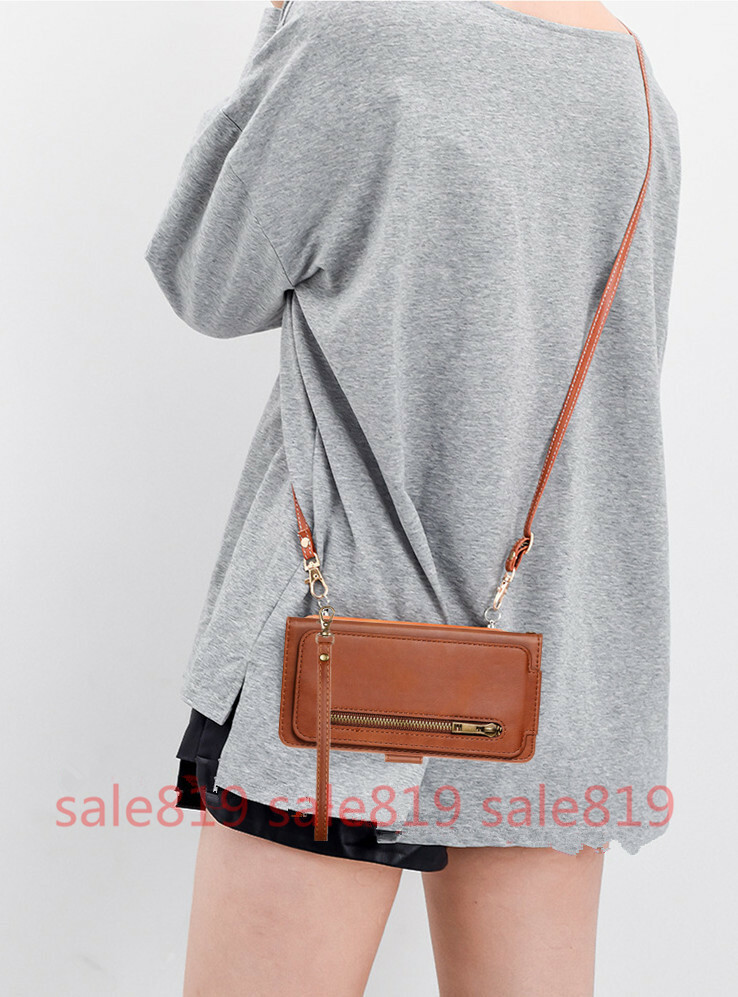 Shoulder Bag Holder Card Wallet Stand With Strap PU Leather Case Cover