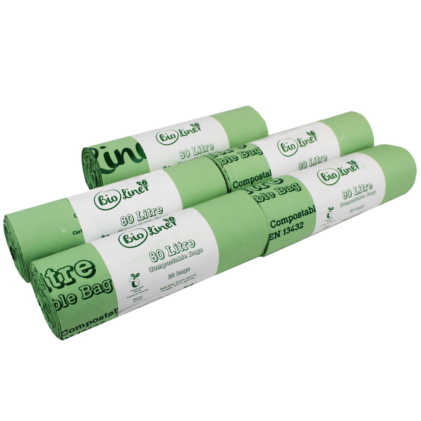 100 x 80L BioLiner Compostable Bags for Swing Bins & Dustbins (5 rolls)