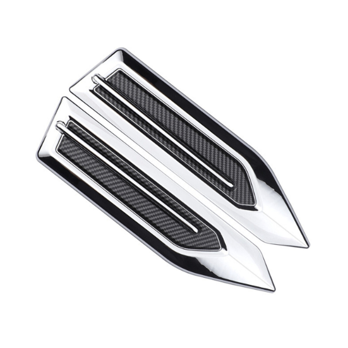 2Pcs 3D Stickers Car Shark Gill Air Inlet Vent Chrome Carbon Fiber Trim ...