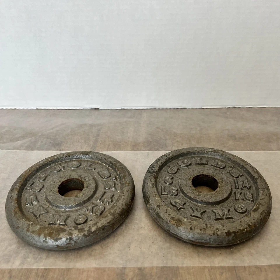Vintage Golds Gym 3lb Weight Plates 1” center (2 plates / 6lbs total) - Imagem 4 de 4