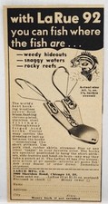 1954 Larue 92 Spoon Fishing Hooking Weedless MCM Original Print Ad Chicago IL