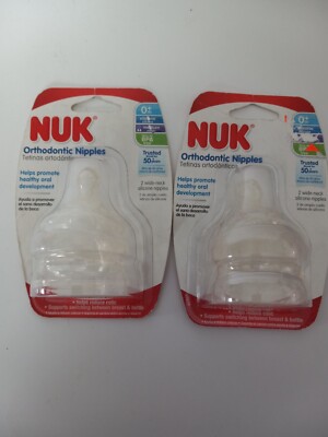 Nuk Orthodontic Nipples 0+ Months Medium Flow 2 packs/4 nipples total BPA Free