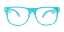 KIDS GLASSES TURQUOISE CLEAR LENS PROTECT CHILD'S EYES FROM UVB UVA WITH POUCH