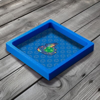 Blue Dragon DnD Würfeltablett, 3D bedruckt mit Neoprenfutter D&D Rolltablett