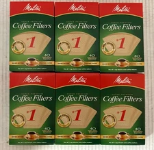 Melitta # 620122 40 Pack Natural Brown # 1 Cone Coffee Filters - Pack of 6
