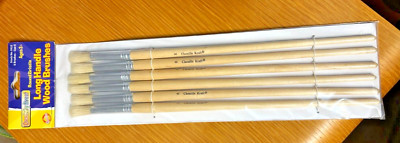 13'' paint brush set of 6 sz8 Chenille Kraft round bristle long wood handle RARE