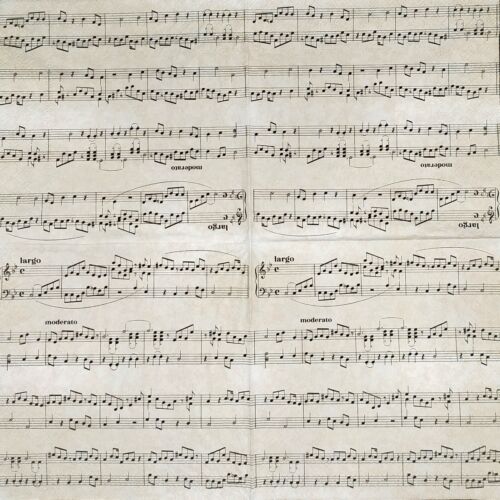 Q430# 3 servilletas de papel individuales para decoupage tejido hoja de notas musicales en crema - Imagen 2 de 8