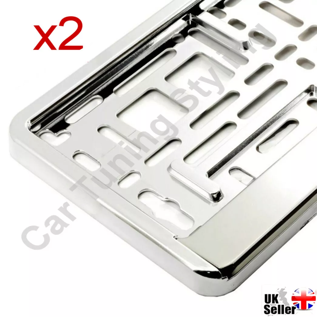 2x Gloss Chrome Number Plate Surrounds Holders Frame for any Car