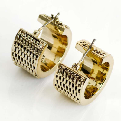 New 20mm DKNY Floral Wide Hoop Earrings Gift Fashion Women - Main Image