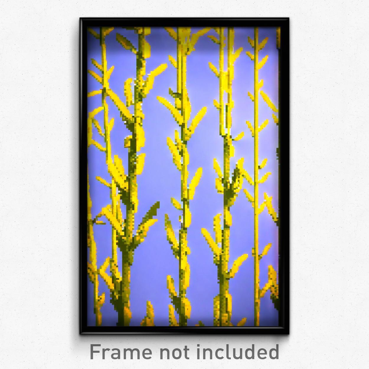 8 Bit Pixel Art Poster - Yellow Psychedelic Trippy Video Game Print