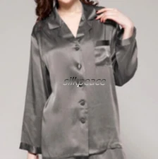 5-Day Deliver Womens Satin Silk Pajama Top Satin Shirt Silk Lounge PJ Sleepwear