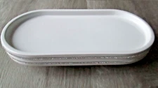 BELLA LUX CRYSTAL RHINESTONES WHITE CERAMIC BATHROOM VANITY/ACCESSORY TRAY 13"
