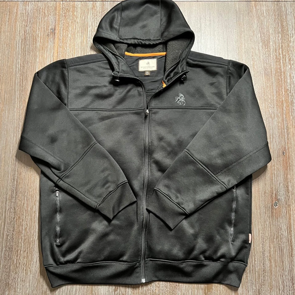 Legendary Whitetails Mens 2XL Full Zip Up Fleece Lined Hoodie Jacket Black - Image 2 of 4