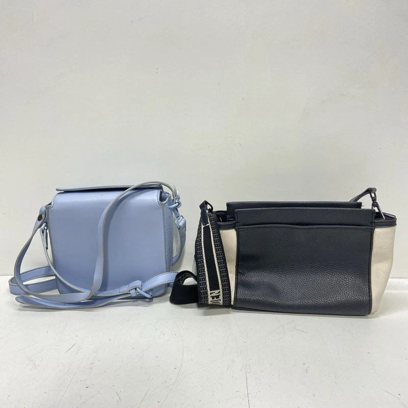 Steve Madden SM Logo Front Satchel Crossbody Black White Blue Logo Pattern Set - Image 2 of 4