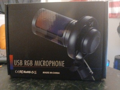 HITOZEN USB RGB Microphone with Stand and Cable for PC Gaming Streaming