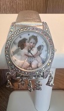Rare Kirks Folly Angel Charm Watch Cherub Dial Crystal Bezel - Working