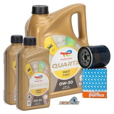 7L TOTAL QUARTZ 0W-30 Motoröl + PURFLUX Ölfilter für CITROEN PEUGEOT 2.0/2.2 HDI