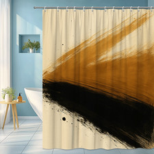 Abstract Black and Gold Shower Curtain for Modern Bathroom Decor