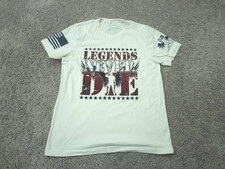 Grunt Style T Shirt Mens L White USA Flag Patriotic "Legends Never Die"