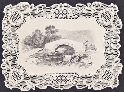 Landschaft landscape bridge Brücke Zeichnung dessin drawing 1860