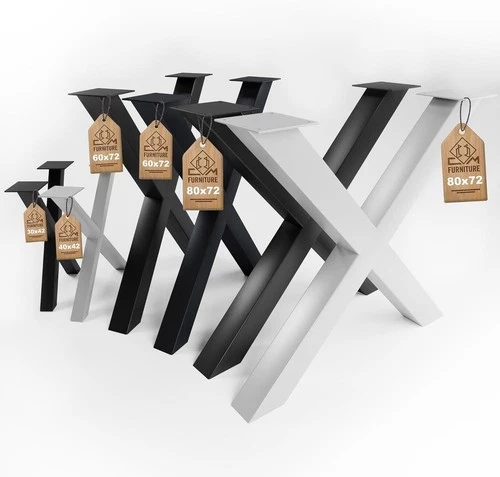 Tischgestell X-Form Metall viele Größen Esstisch Industrial Tischbeine 3 Farben