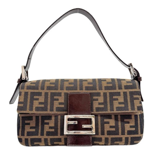 FENDI Baguette Brown Zucca Canvas Shoulder Bag