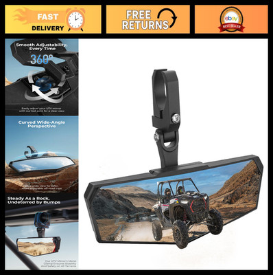 360° Adjustable UTV Rear View Mirror - Clear Vision, Low Profile Clamp for SXS