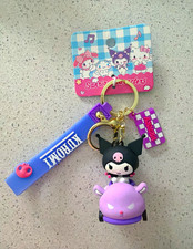 Sanrio Kuromi 3D Car Keychain Bag Charm Wrist Strap Purple Kawaii New