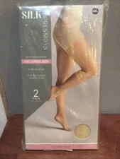 Silk Impressions Pantyhose Light Support Sheer 2 Pack XXL Beige 20 Denier