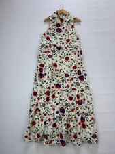 Sezane Paris Olympia Dress Gold Dot Pleated Maxi Lurex Navy Blue Size 42 L/XL
