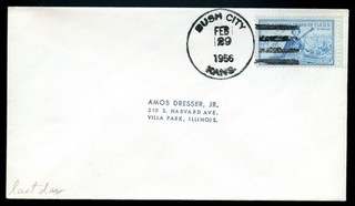 Bush City Kansas Last Day of Mail Service February 29 1956
